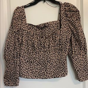 Cheetah Print Quarter Sleeve Blouse